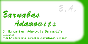 barnabas adamovits business card